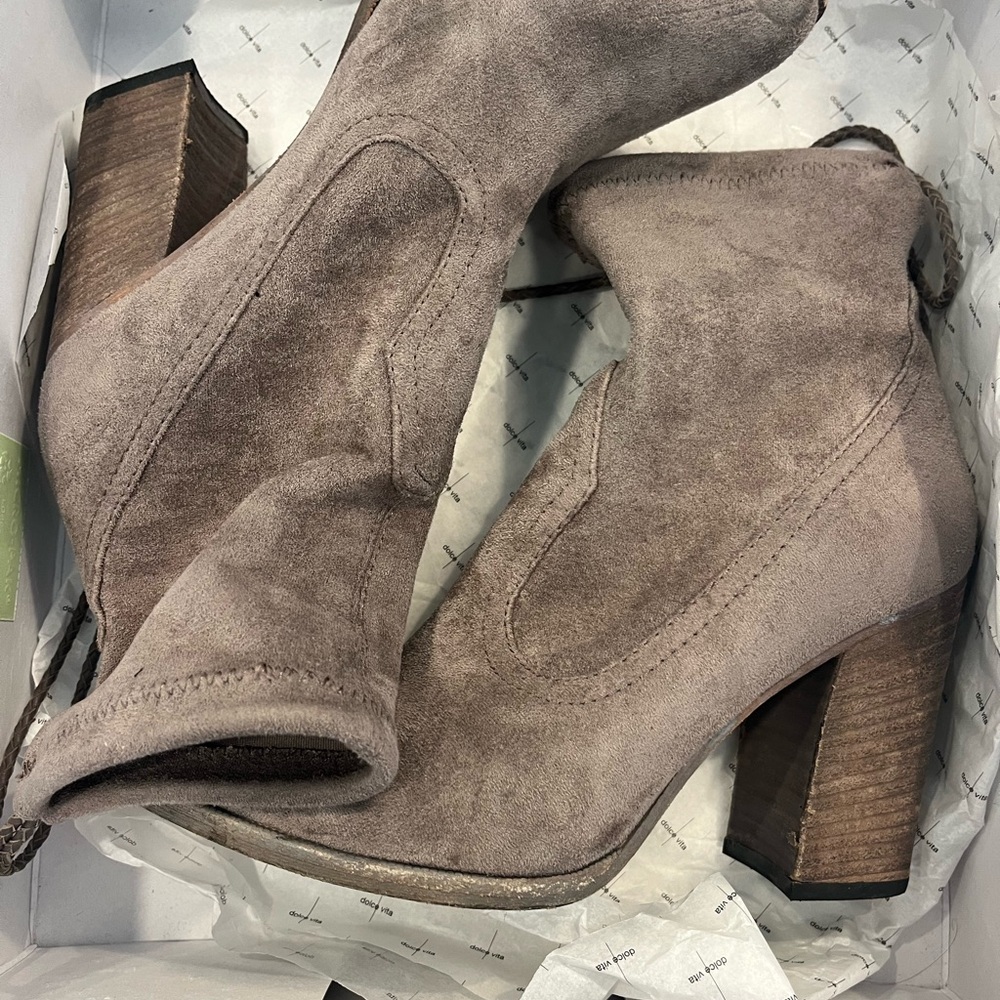 Dolce Vita Taupe Suede Ankle Boots